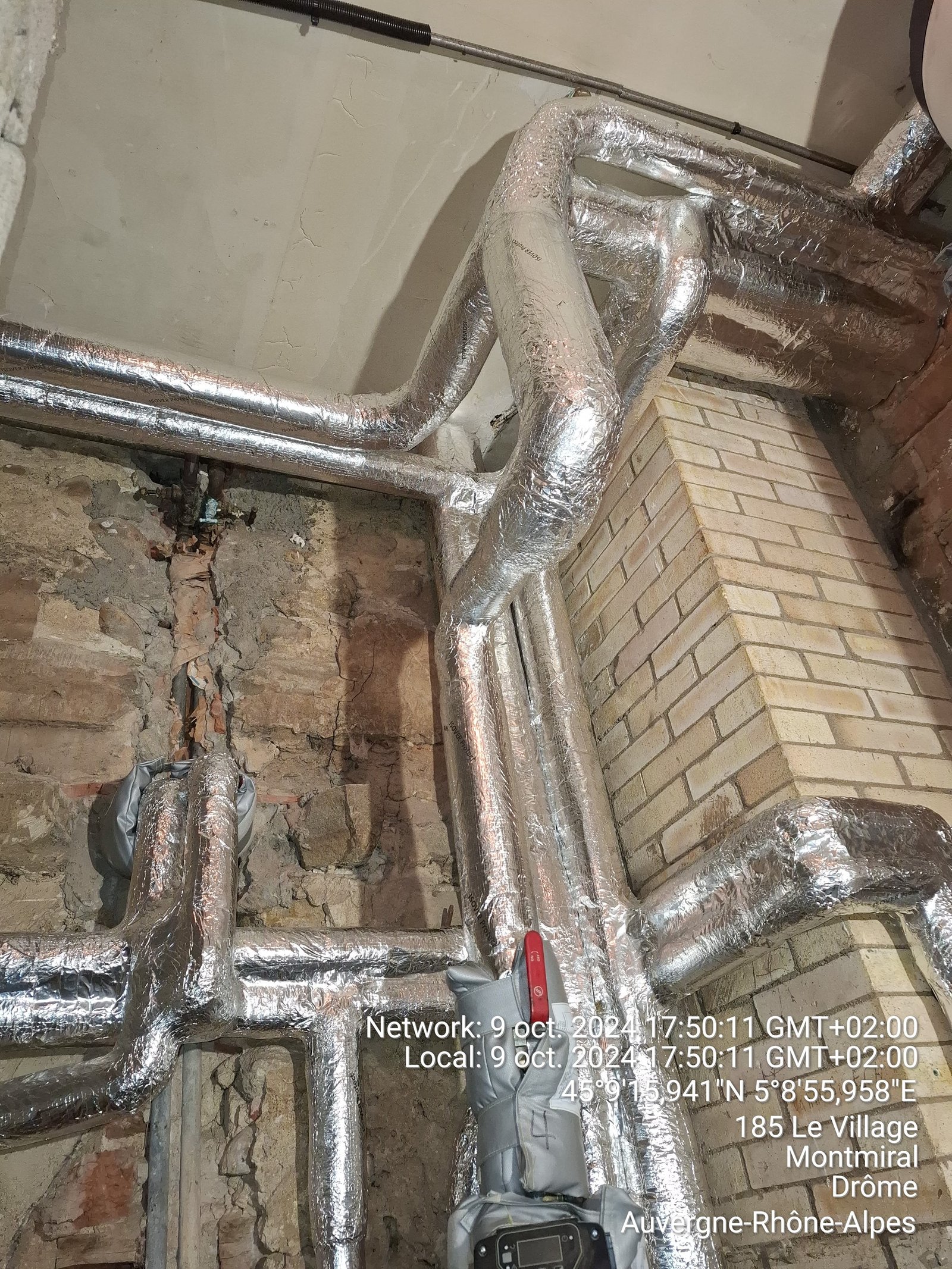 Isolation calorifuge des réseaux de chauffage à Montmiral (Drôme)